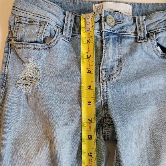 RSQ Women Distress Melrose Cuff Ankle Blue Skinny Jeans Size 1 Pocket Low Rise - Picture 9 of 9